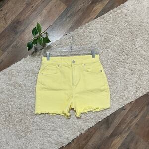 LOFT Size 00 Pastel Yellow Raw Frayed Hem High-Rise The Cut Off Shorts NWOT